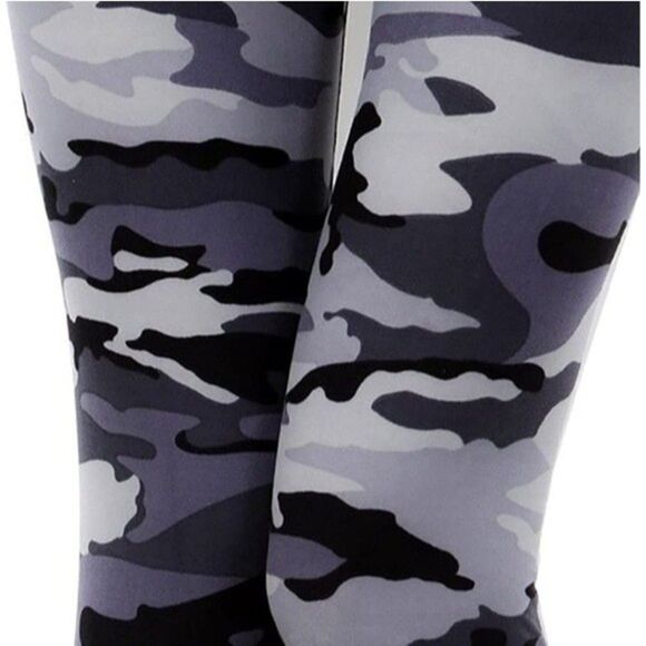 NEW MIX Gray Camo Brushed Leggings (Fits 12-18) - Picture 5 of 5
